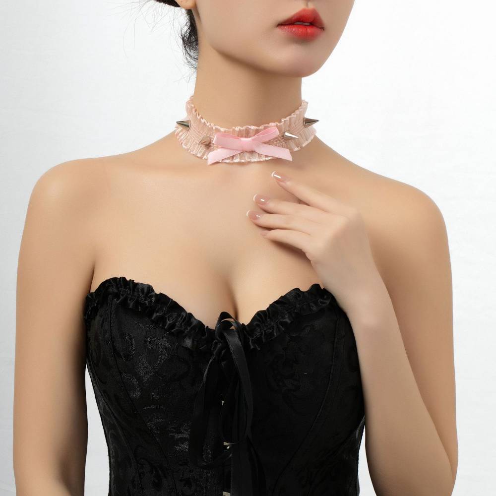 リボンスタッズフリル チョーカー レース