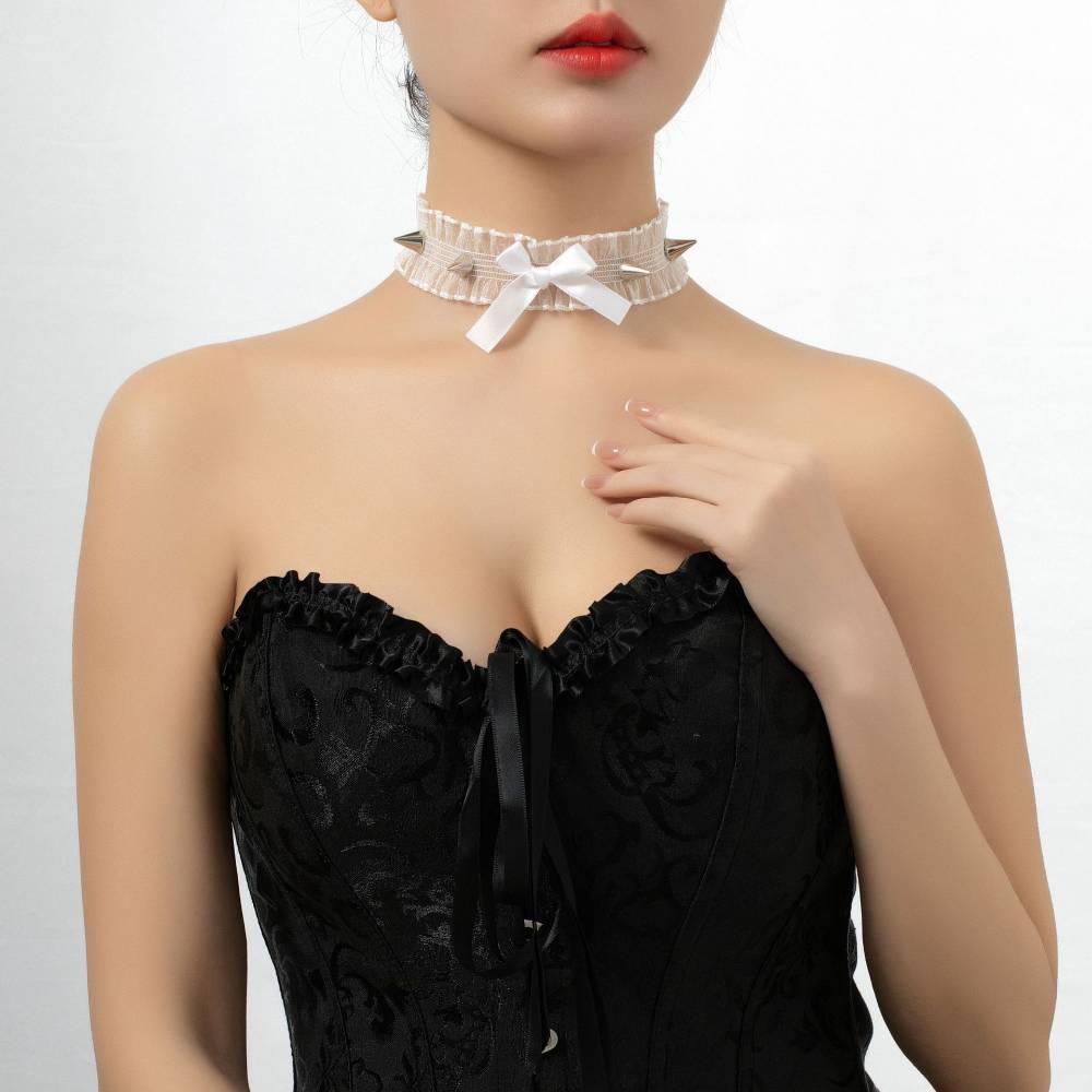 リボンスタッズフリル チョーカー レース