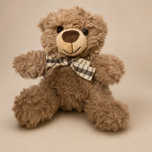 Brown Checkered Bow Teddy Bear Plush Front View