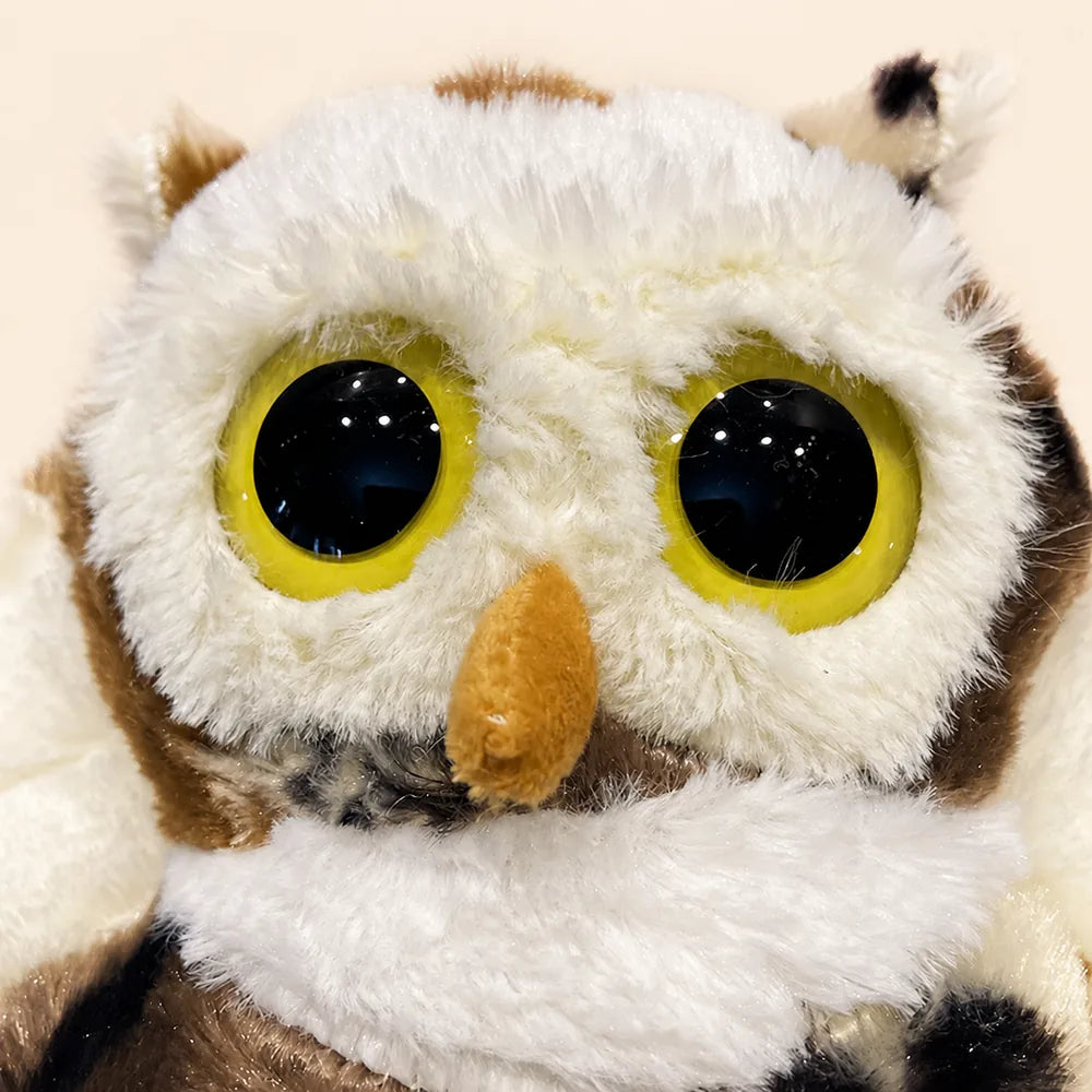 Brown Flying Owl Stuffed Animal - Face Detail