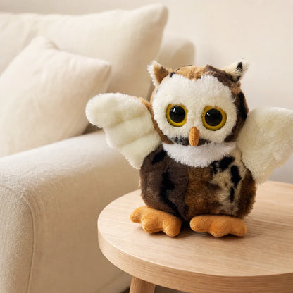 Brown Flying Owl Stuffed Animal on a Side Table