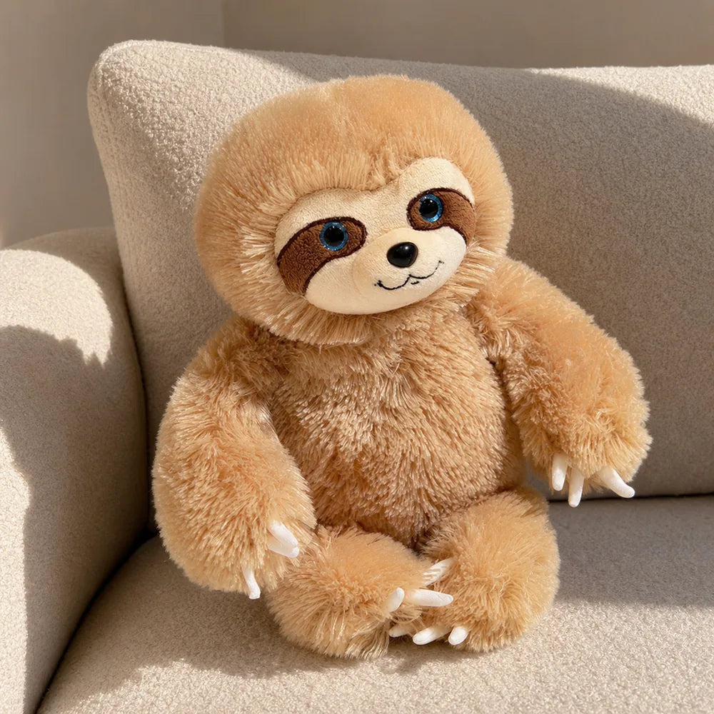 Cute Brown Sloth Stuffed Animal on a Cozy Sofa