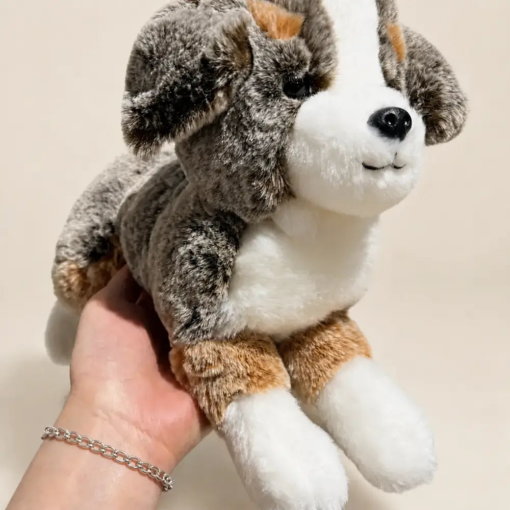 Fuzzy Animal Plush Collection Brown and White Puppy Front View