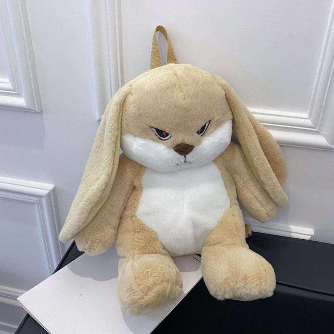 beige bunny plush backpack