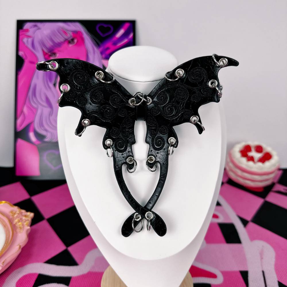 Gothic Punk Butterfly Wings Black Choker