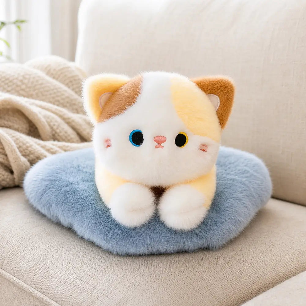 Calico Cat Plush Pillow on a Cozy Sofa