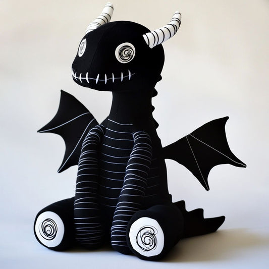 Goth Black Dragon Stuffed Toy