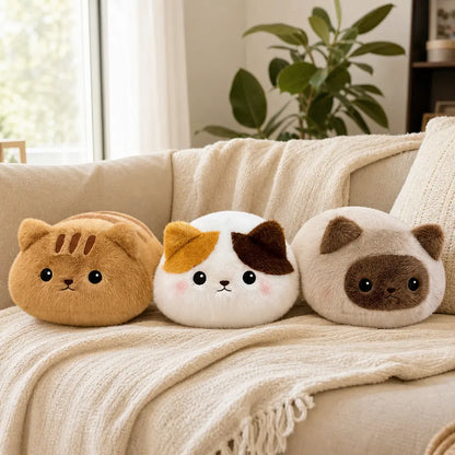 Round Animal Plush Pillows on a Cozy Sofa