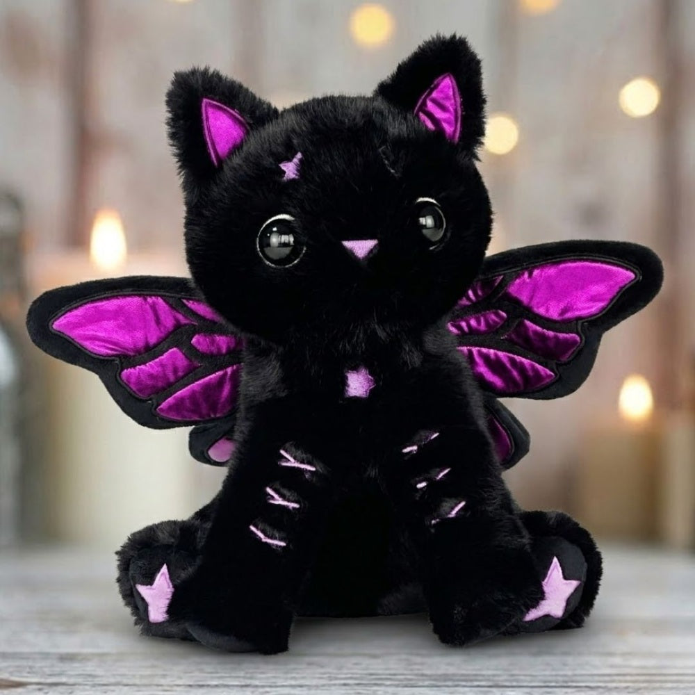 Goth Purple Cat with Butterfly Wings