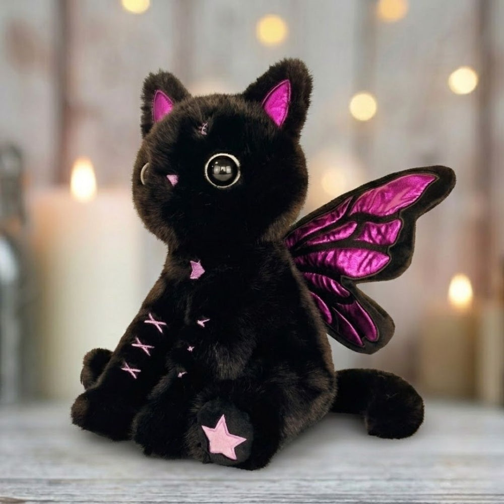 Goth Purple Cat with Butterfly Wings