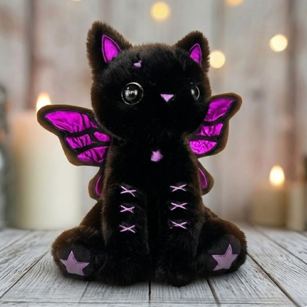 Goth Purple Cat with Butterfly Wings