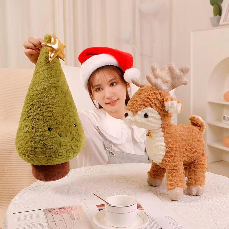 Christmas tree and reindeer plush toys