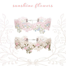 Cute Pastel Rainbow Flower & Star Lace Pink Choker 