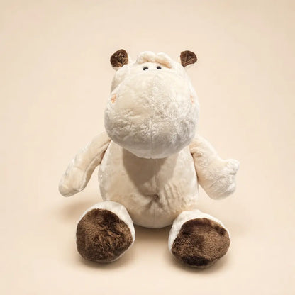 Cream and Brown Hippopotamus Plush Stuffed Animal - Front View