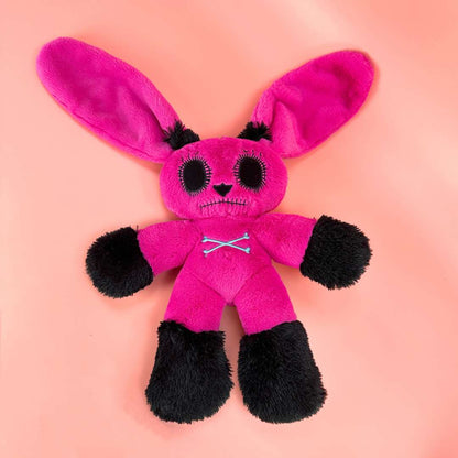 creepy bunny plush rose red color