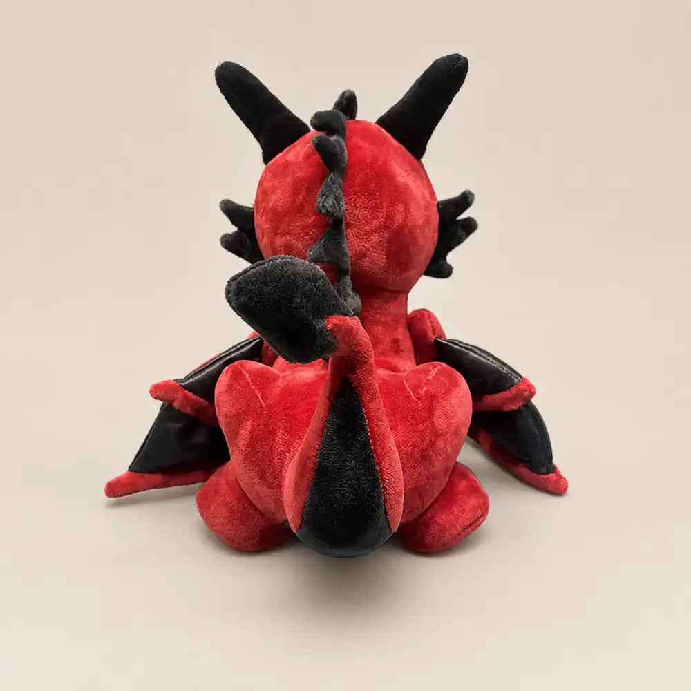 Crimson Red Dragon Plush Back View Stuffed Animal