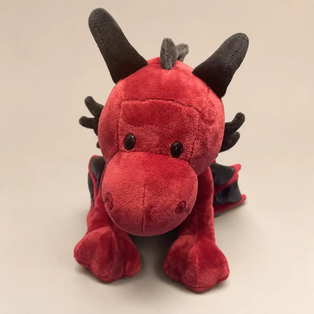Crimson Red Dragon Plush Front Closeup Stuffed Animal