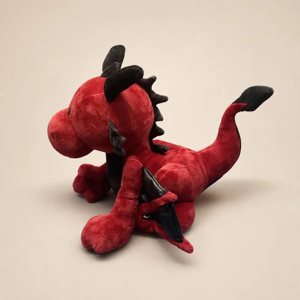 Crimson Red Dragon Plush Side Profile Stuffed Animal