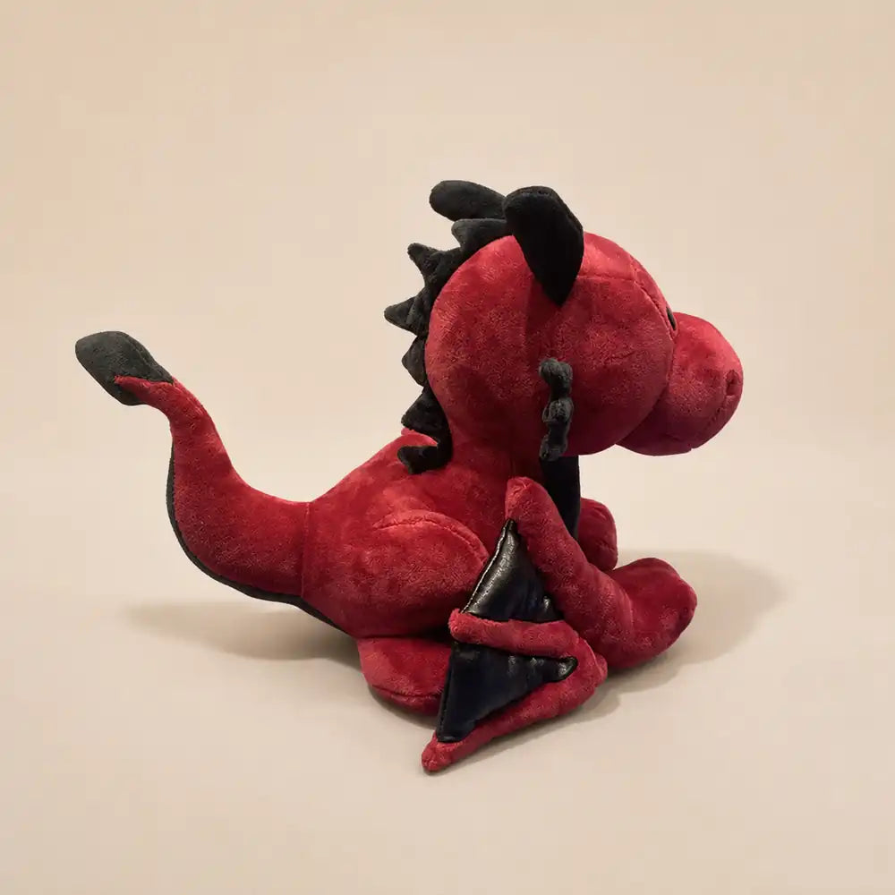 Crimson Red Dragon Plush Side View Stuffed Animal
