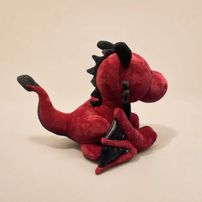 Crimson Red Dragon Plush Side View Stuffed Animal
