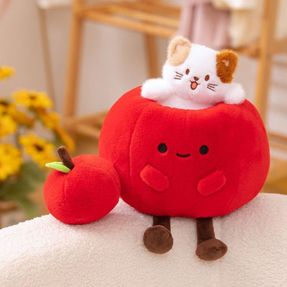 Cute Apple and Cat Plush Set