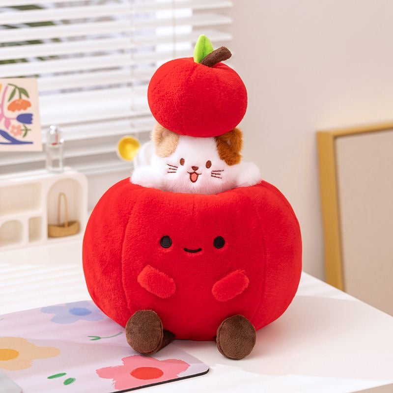 Cute Apple and Cat Plush Set