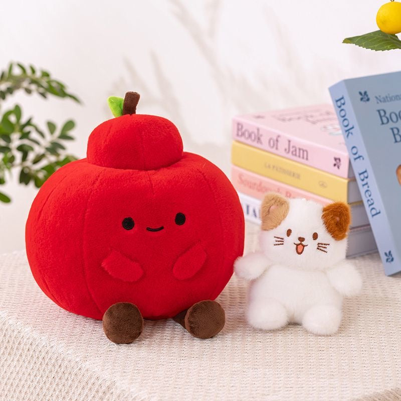 Cute Apple and Cat Plush Set