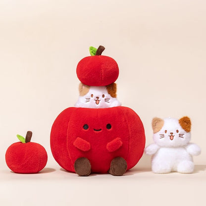 Cute Apple and Cat Plush Set
