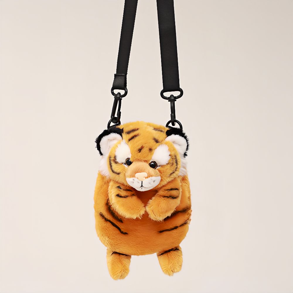 Adorable baby tiger plush backpack in orange with adjustable straps