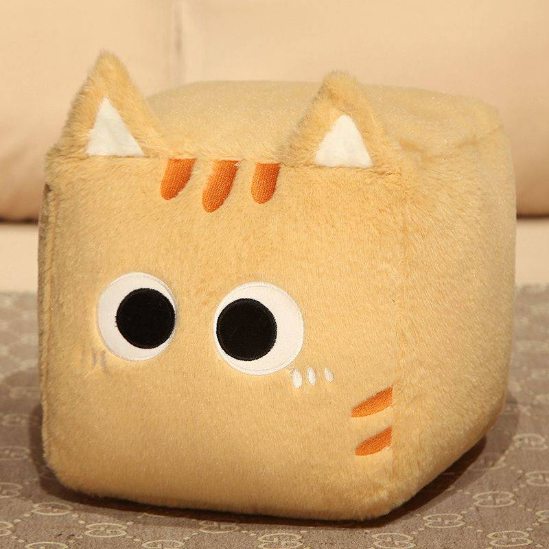  square orange cat plush pillows