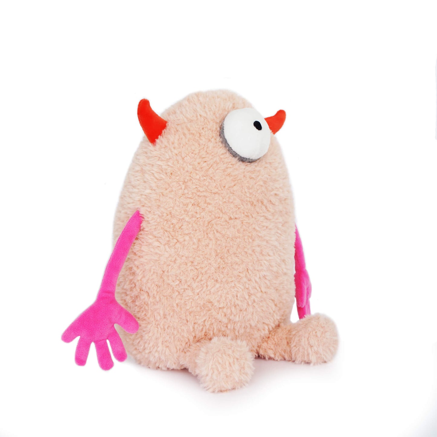 Side of a pink plush monster