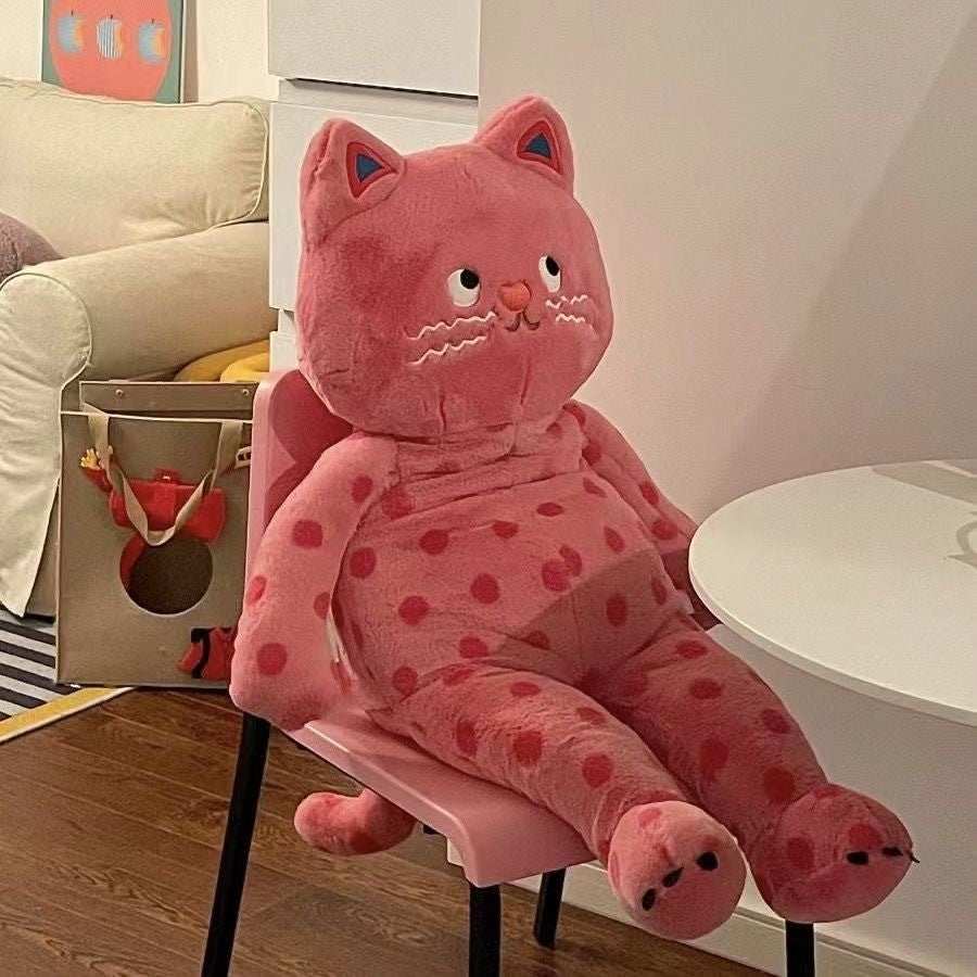 Cute Polka Dot Cat Stuffed Animal