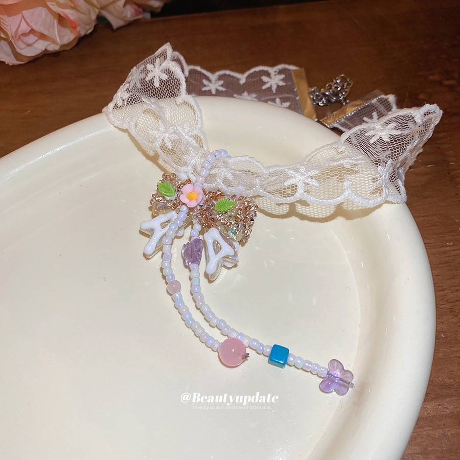 Cute White Lace Choker with Ribbon