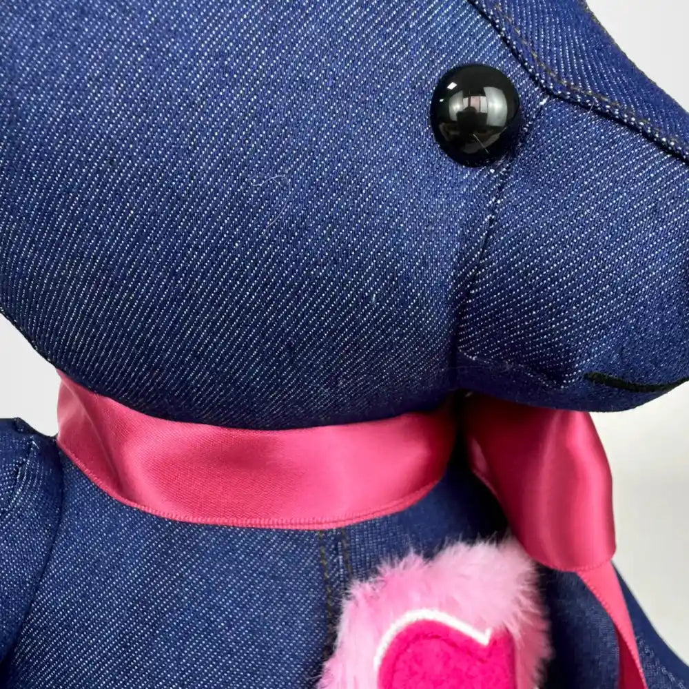 Denim Heart Bear Stuffed Animal