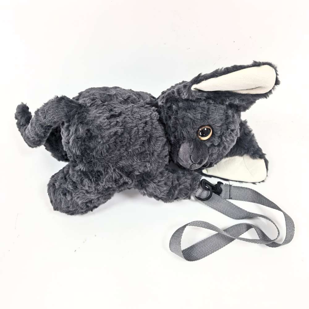 Cute Black Devon Rex Cat Plush Backpack