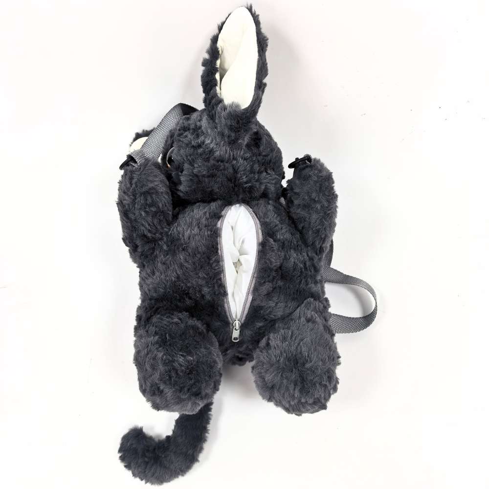 Cute Black Devon Rex Cat Plush Backpack