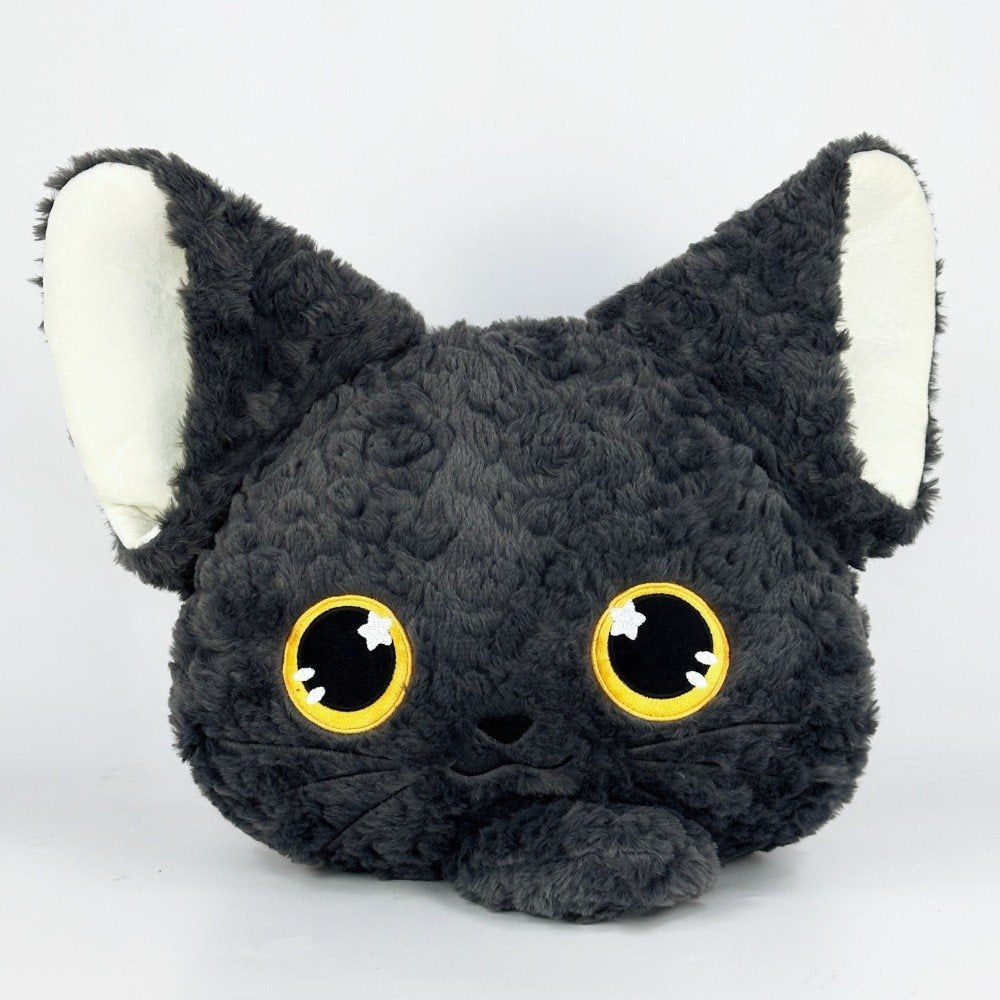Black Devon Rex Cat Pillow
