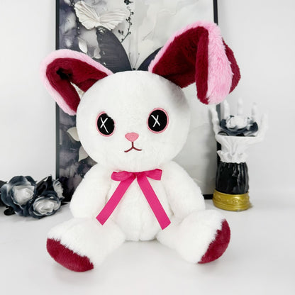 Pink And White Emo Bunny with Cross Eyes