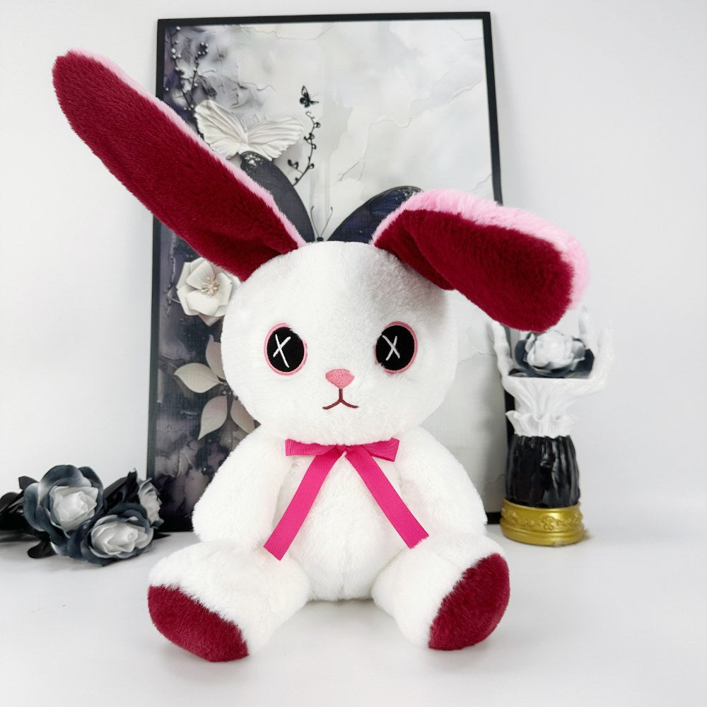 Pink And White Emo Bunny with Cross Eyes