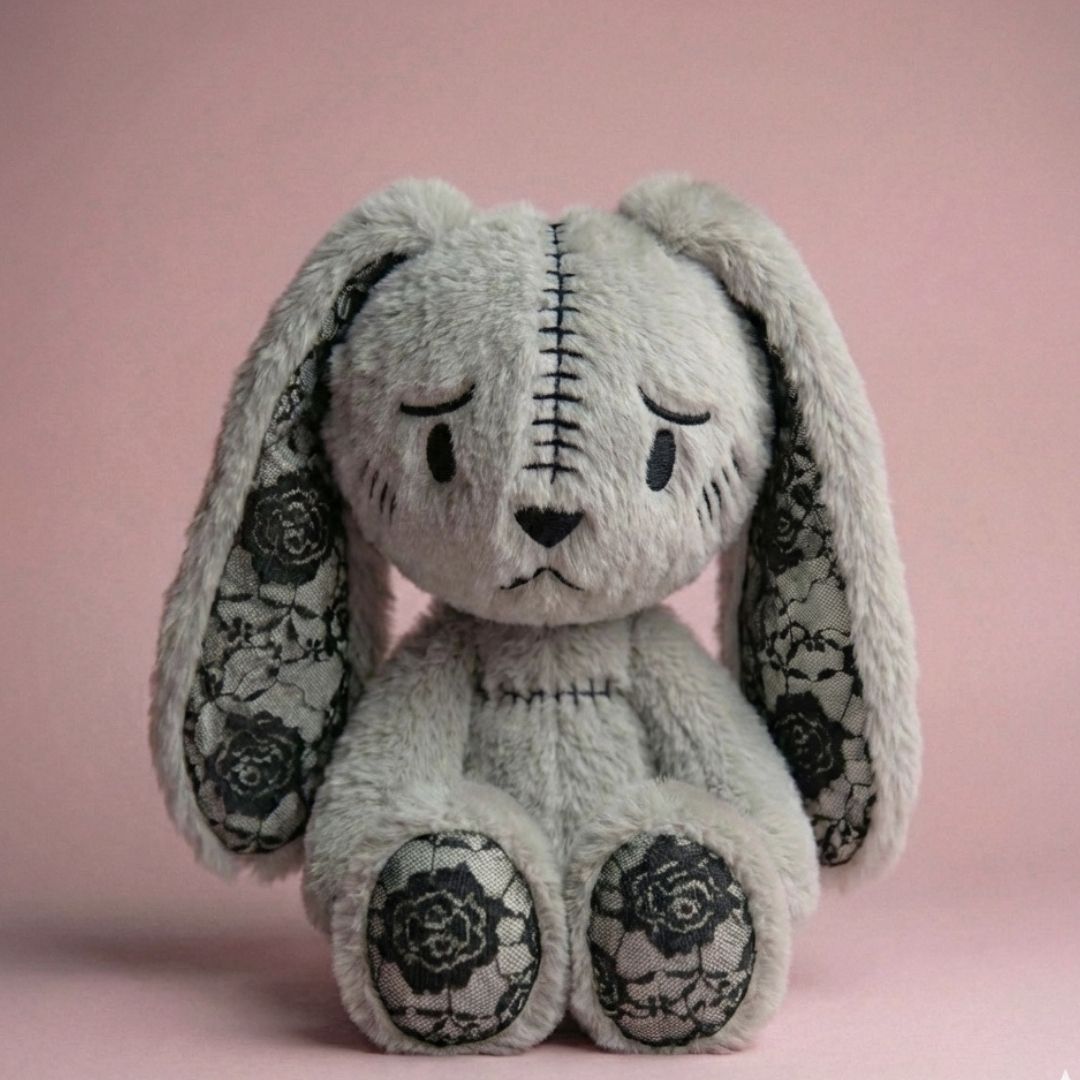 Emo Grey Bunny with Lace