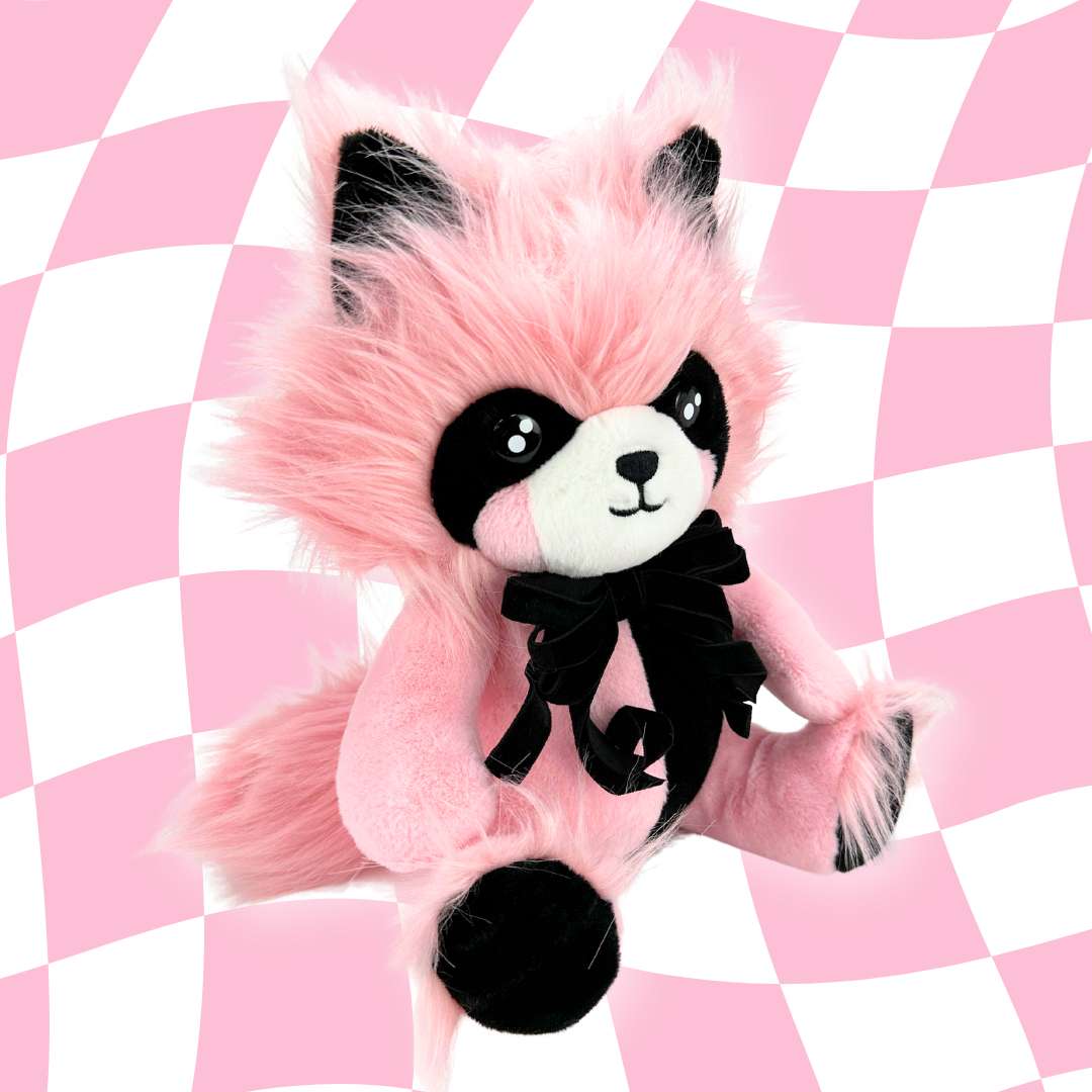 Pink raccoon Stuffed animal emo raccoon