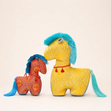Traditional Brocade Horse Plush - 15cm and 20cm Size Comparison