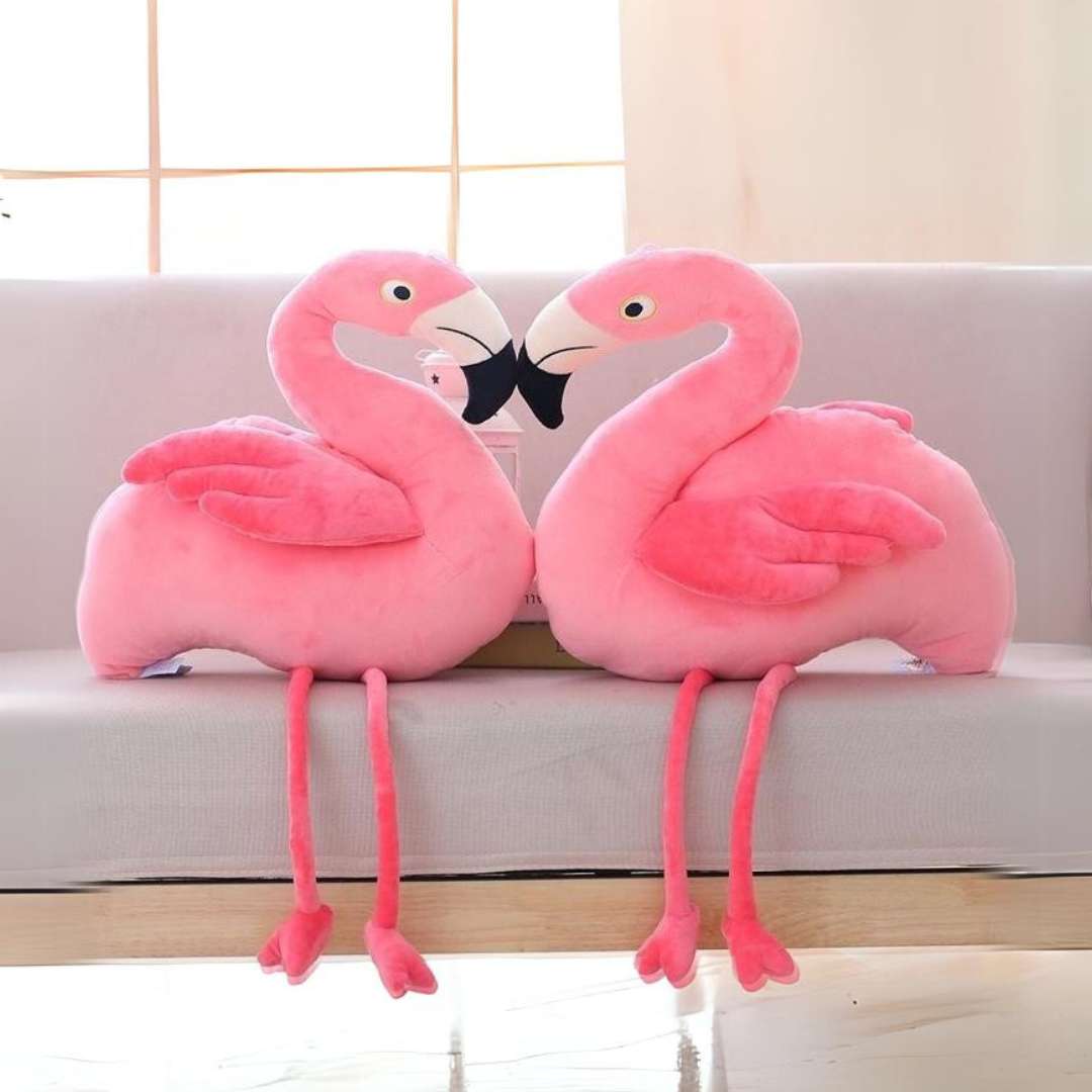 an adorable flamingo stuffed animal