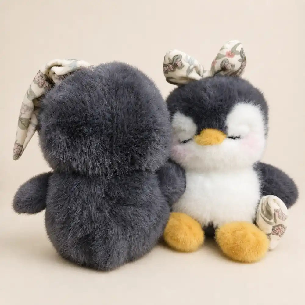 Floral Bow Penguin Plush Toy - Back View