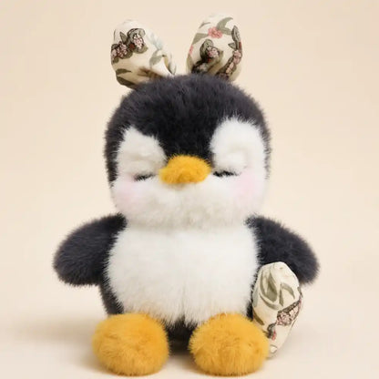 Floral Bow Penguin Plush Toy - Centered Front View