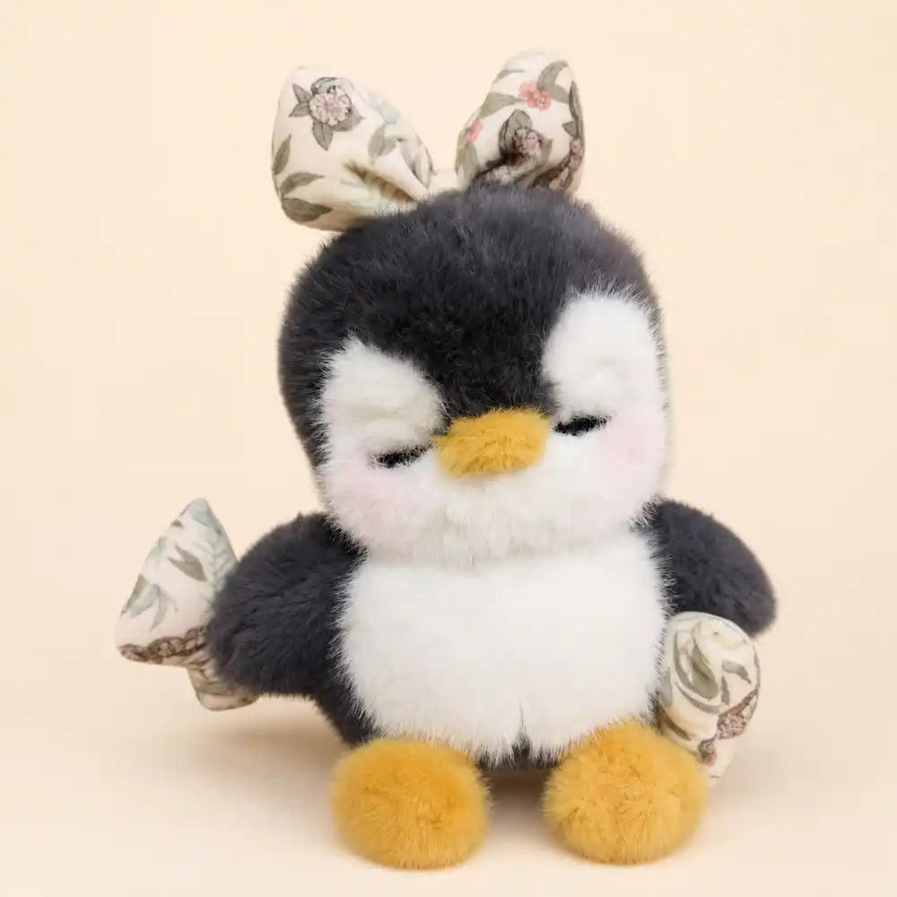 Floral Bow Penguin Plush Toy Pair - Studio View