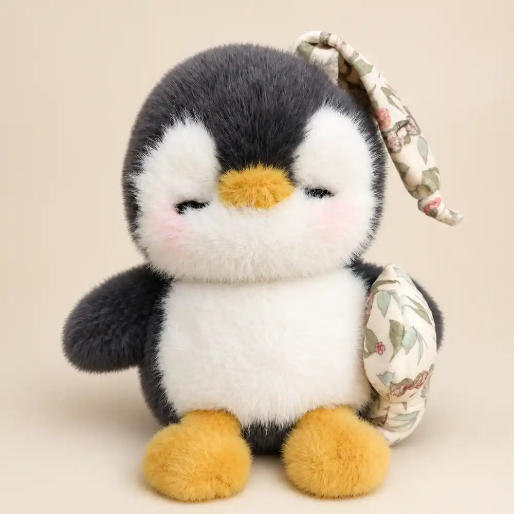 Floral Bow Penguin Plush Toy - Front View