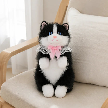Black Fluffy Cat Backpack Plush on a Cozy Sofa