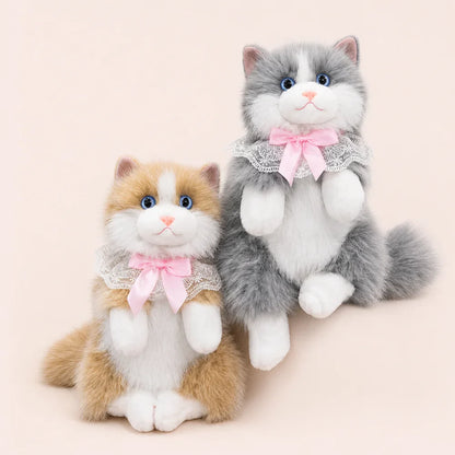 Ginger and Gray Fluffy Cat Backpack Plushes