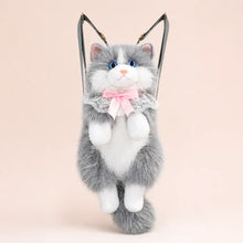 Gray Fluffy Cat Backpack Plush Front View